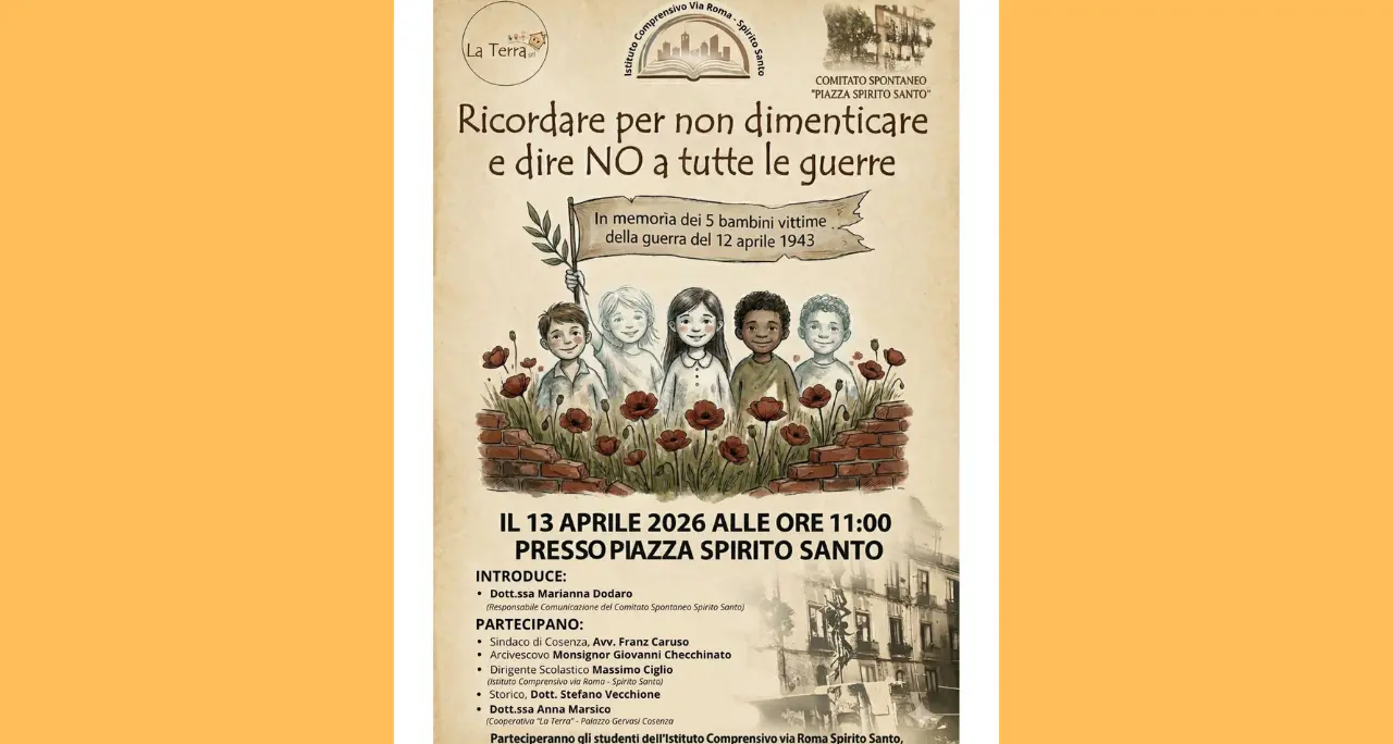 Cosenza ricorda i cinque scolari uccisi nel ’43: la cerimonia allo Spirito Santo\n