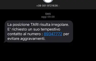 Truffa Tari via sms\u00A0a Mileto: il Comune avverte i cittadini: «Non rispondete a quel messaggio»\n