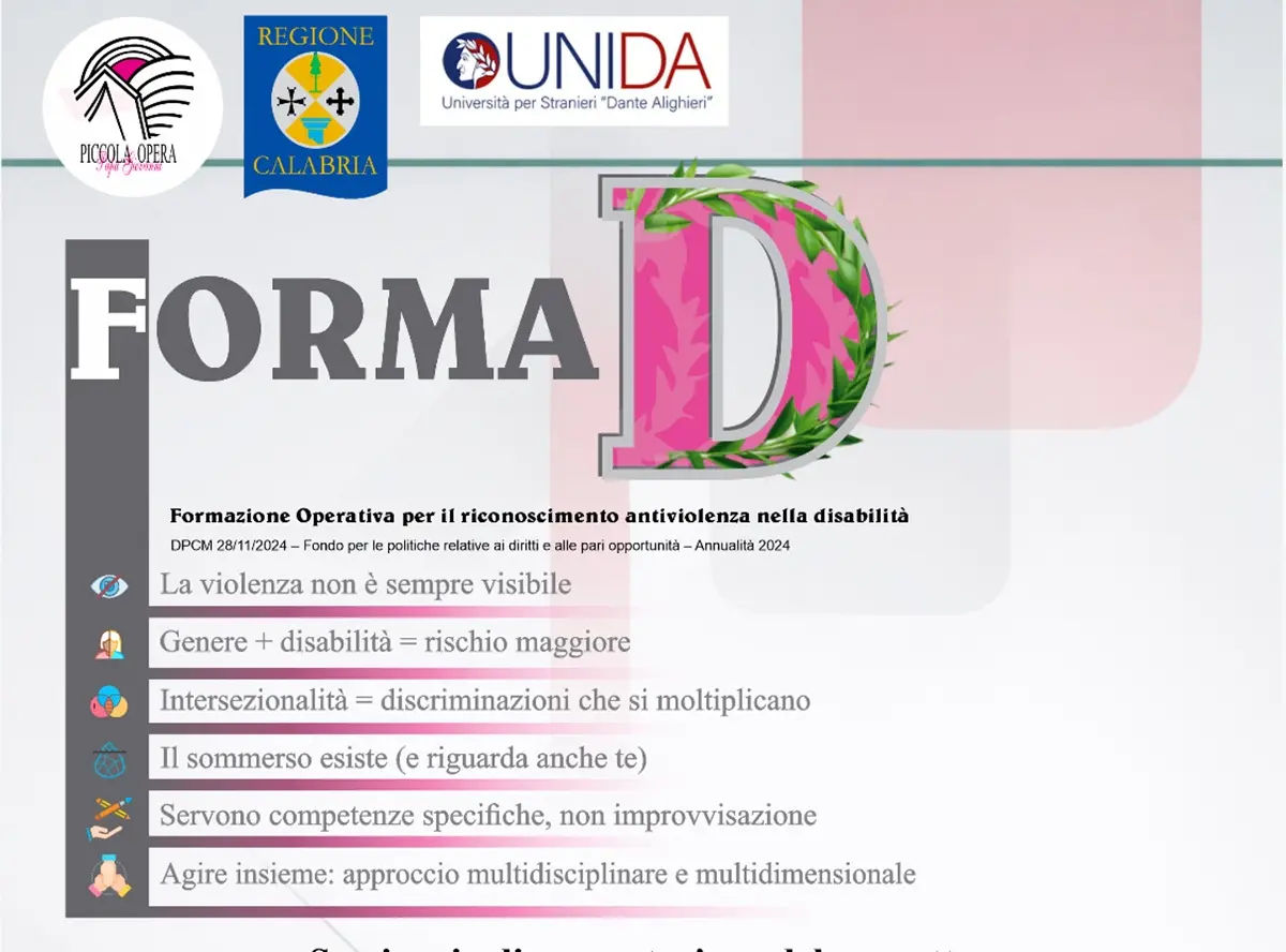 “Forma D”, con la\u00A0Piccola Opera Papa Giovanni formazione e rete contro la violenza sulle donne con disabilità