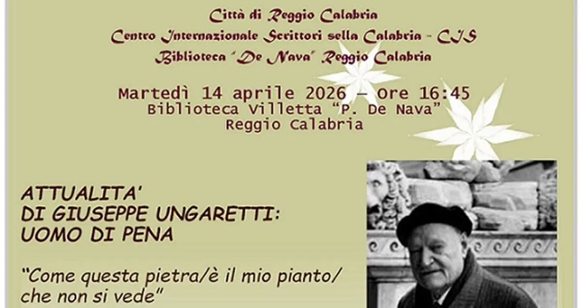 Il Cis promuove a Reggio un incontro sull’attualità di Giuseppe Ungaretti,\u00A0uomo di pena\n