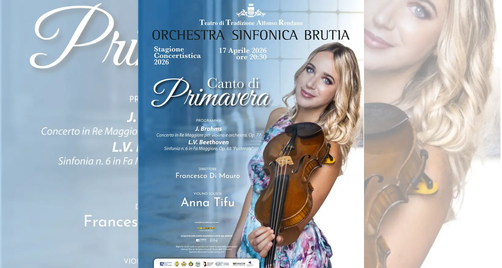 Al Rendano di Cosenza la violinista Anna Tifu in concerto con l’Orchestra Sinfonica Bruzia\n