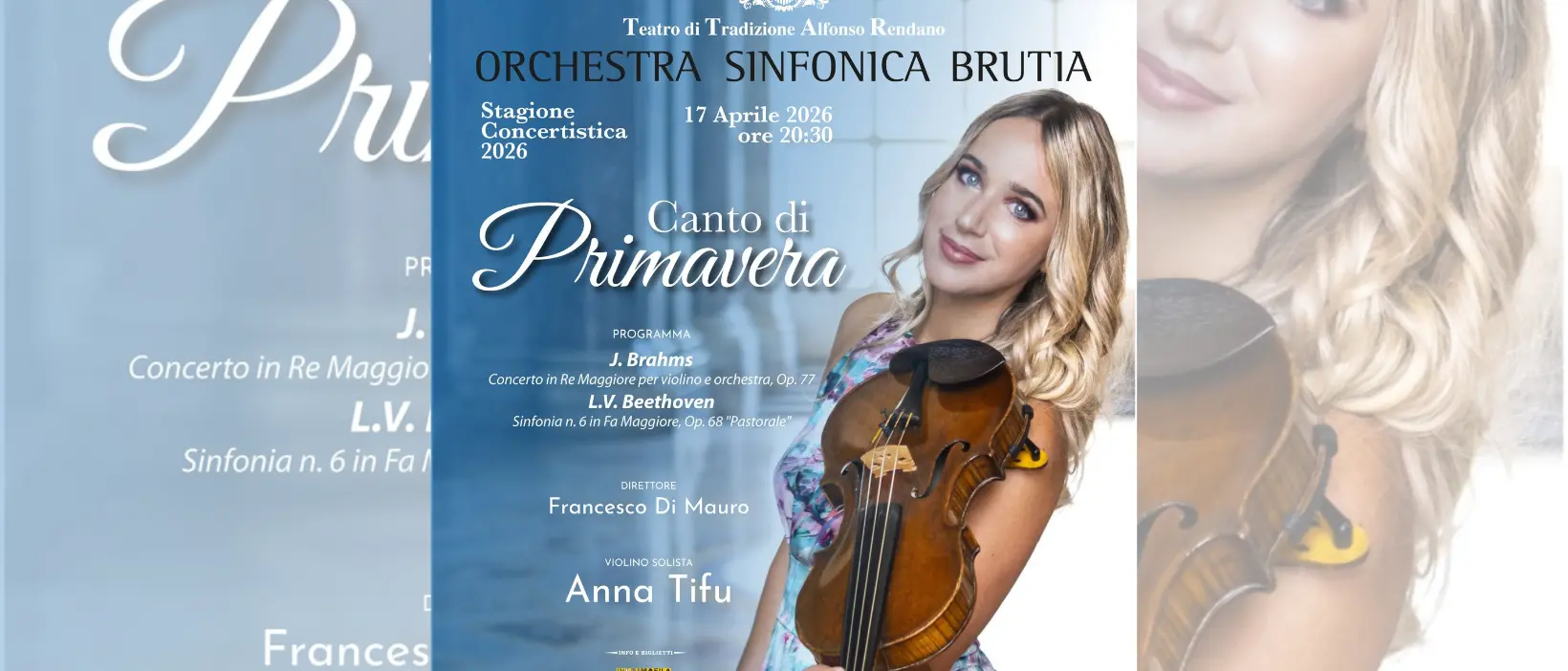 Al Rendano di Cosenza la violinista Anna Tifu in concerto con l’Orchestra Sinfonica Bruzia\n