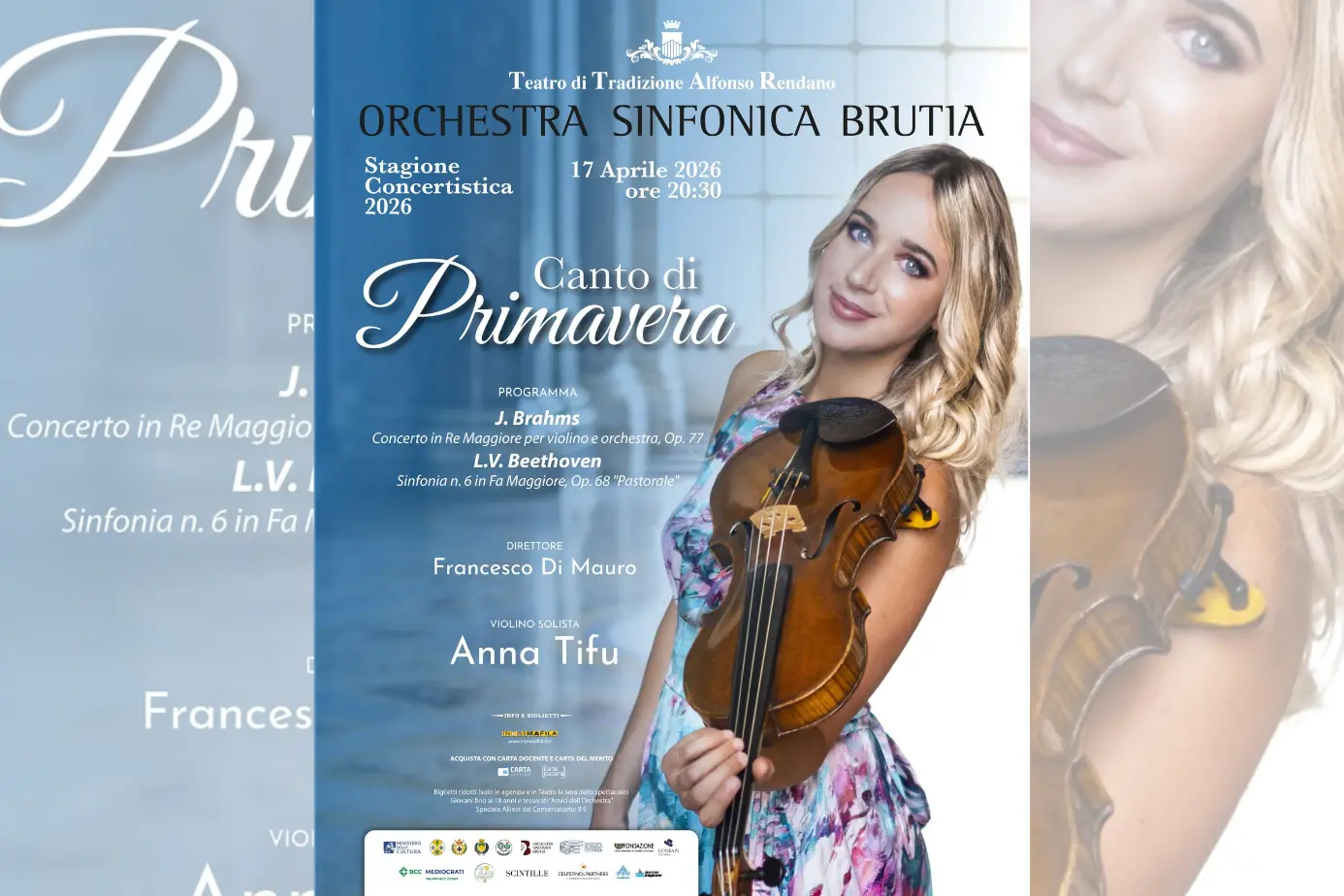 Al Rendano di Cosenza la violinista Anna Tifu in concerto con l’Orchestra Sinfonica Bruzia\n