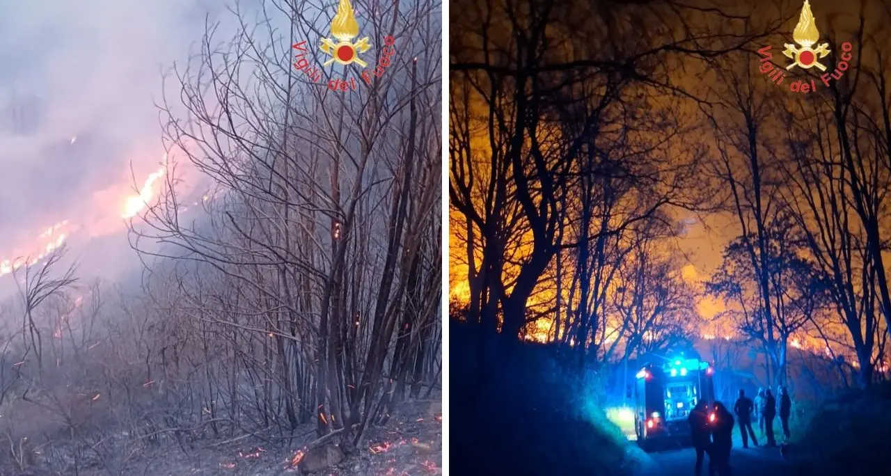 Vasto incendio tra Martirano e Conflenti: vigili del fuoco al lavoro dalla serata di ieri\n