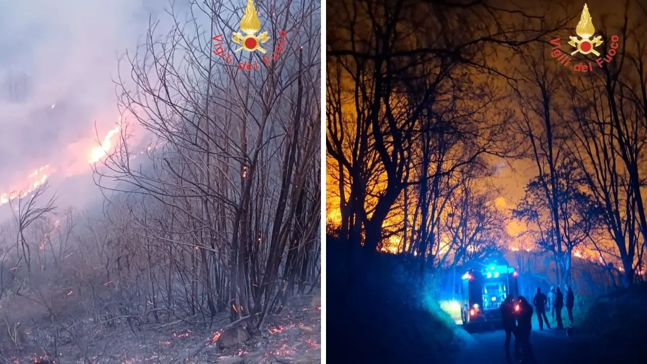 Vasto incendio tra Martirano e Conflenti: vigili del fuoco al lavoro dalla serata di ieri\n