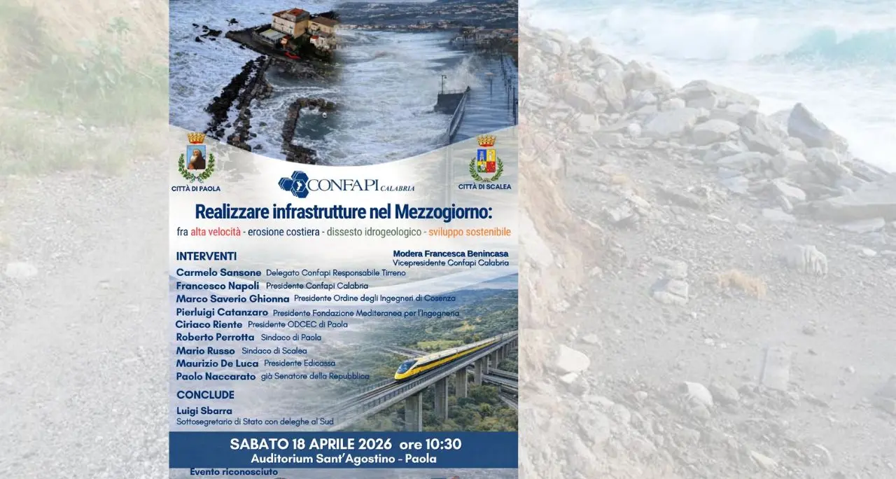 Paola, erosione costiera ed alta velocità: confronto promosso da Confapi Calabria\n