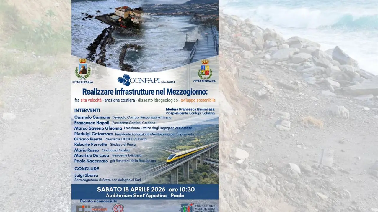 Paola, erosione costiera ed alta velocità: confronto promosso da Confapi Calabria\n