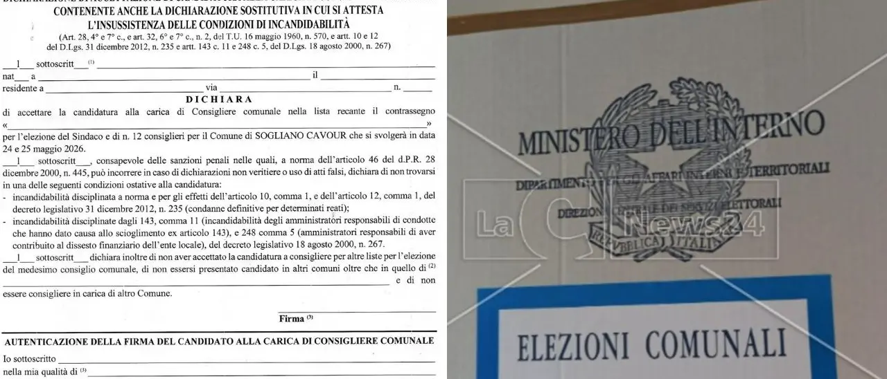San Calogero,\u00A0il modulo per le elezioni sbagliato: candidati “spediti” per errore a Sogliano Cavour\n