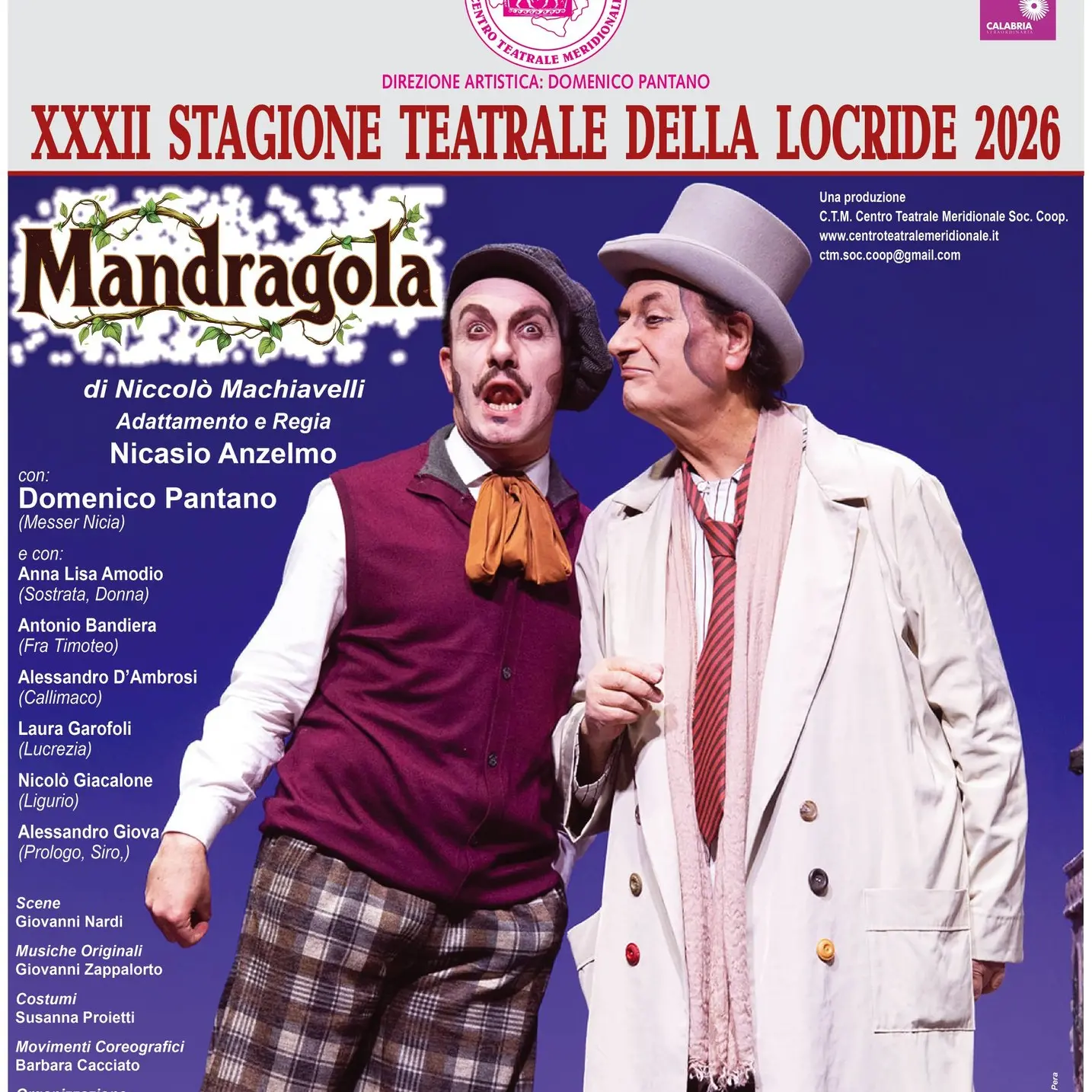 La Mandragola del Centro Teatrale Meridionale in scena a Caulonia il 18 aprile\n
