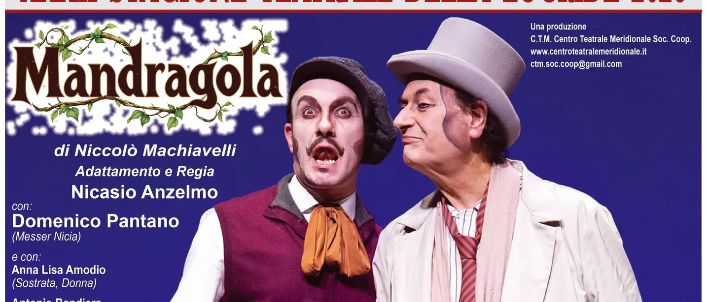 La Mandragola del Centro Teatrale Meridionale in scena a Caulonia il 18 aprile\n