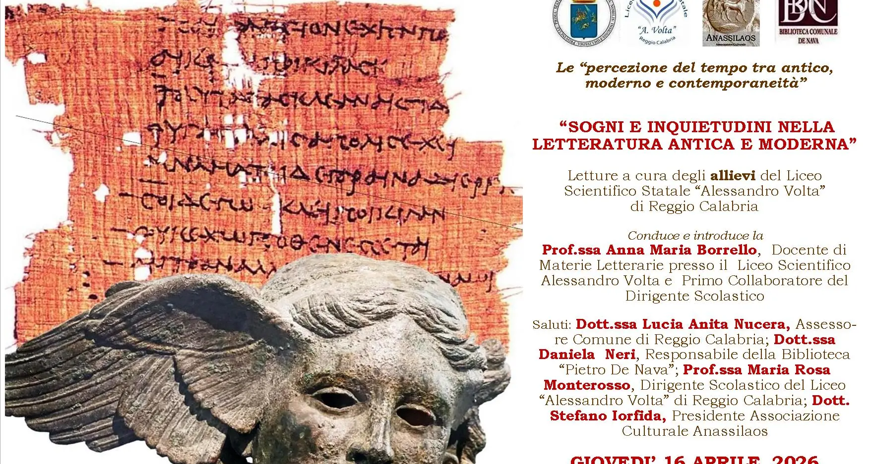 Reggio, incontro promosso dall’Anassilaos dal tema\u00A0“Sogni e inquietudini nella letteratura antica e moderna”\n
