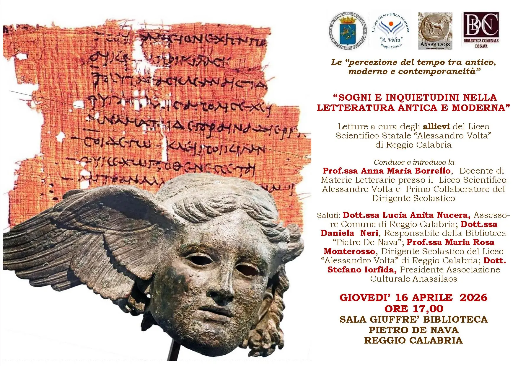 Reggio, incontro promosso dall’Anassilaos dal tema\u00A0“Sogni e inquietudini nella letteratura antica e moderna”\n