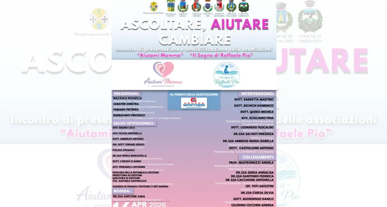 “Ascoltare, Aiutare, Cambiare”, a Torre Melissa un\u00A0evento su inclusione e supporto sociale\n