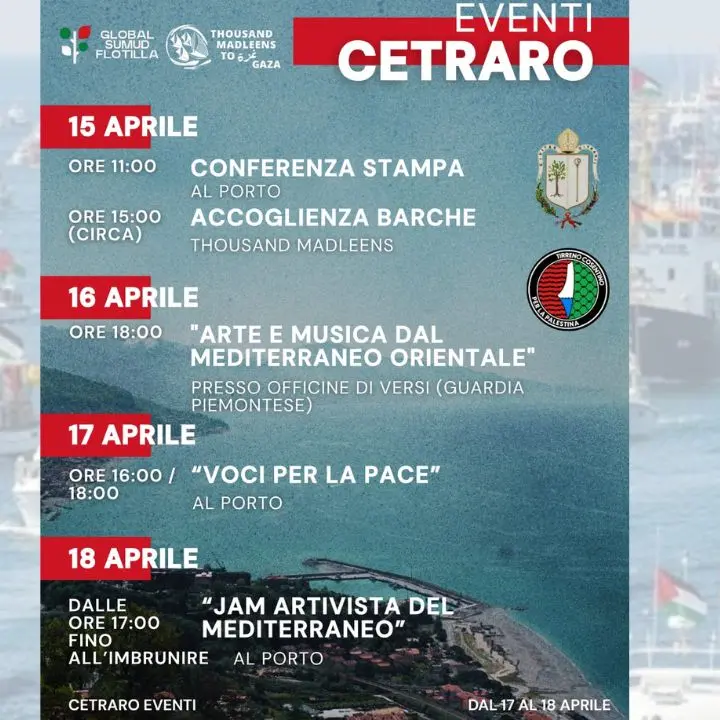 Flotilla per Gaza a Cetraro: ecco il programma delle iniziative\n