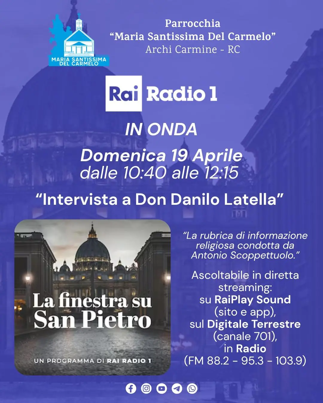 La Parrocchia di Archi-Carmine sbarca su Rai Radio 1: la voce della periferia che si fa comunità\n