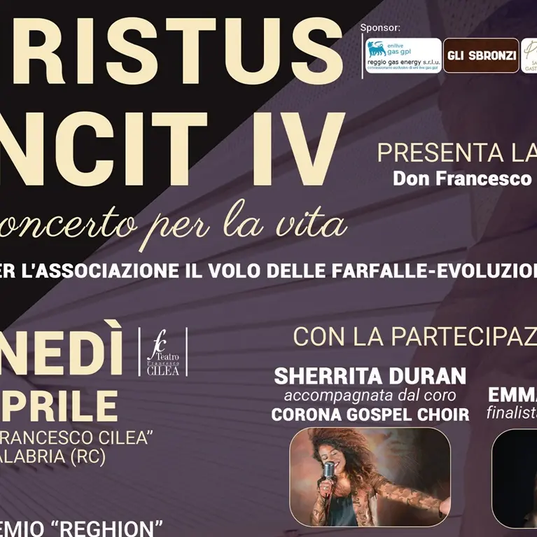 “Christus Vincit IV\u00A0– Un Concerto per la Vita”\u00A0lunedì al teatro\u00A0Cilea \n