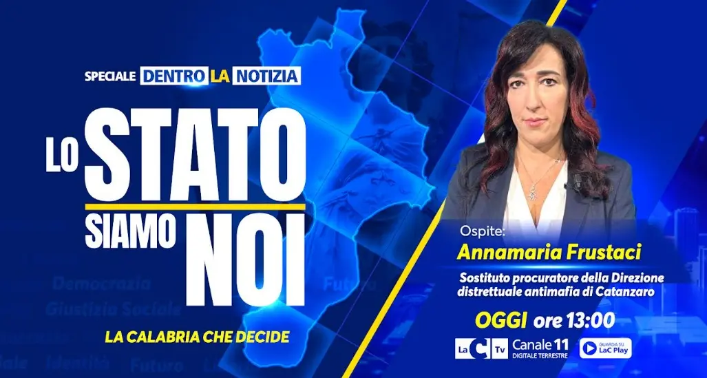 <p>Lo Stato siamo noi, a Dentro la notizia il rapporto tra legalità e responsabilità collettiva: ospite il sostituto <span style=\"color:hsl(0, 75%, 60%);\">procuratore Frustaci</span></p>