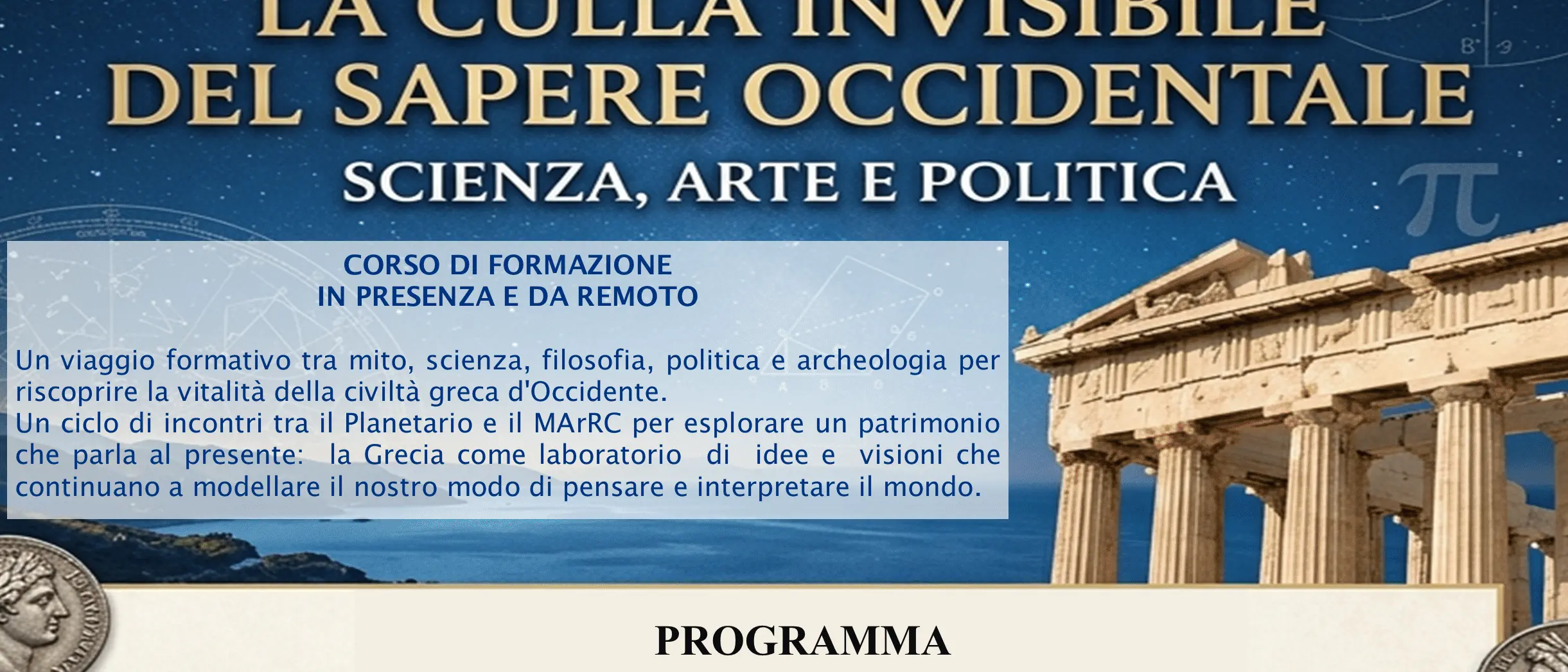 Al via il Corso di Formazione “Il mondo ellenico: la culla invisibile del sapere occidentale – Scienza, Arte e Politica”\n