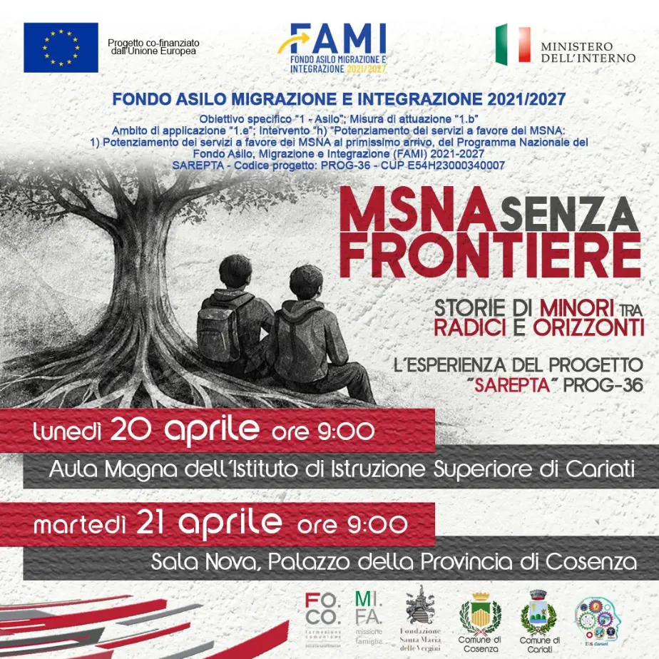 Storie di minori stranieri non accompagnati: a Cariati e Cosenza l’iniziativa “Msna senza frontiere”\n
