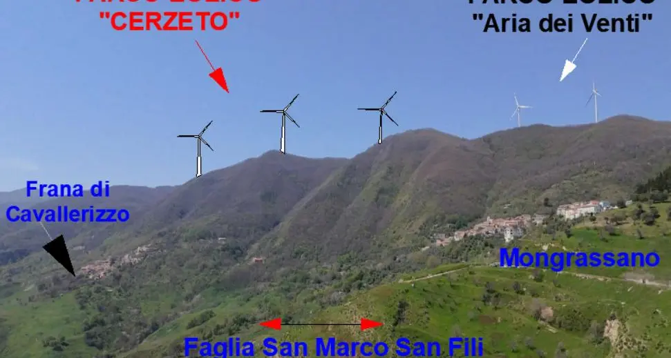 Mongrassano boccia il parco eolico Cerzeto: pale alte 200 metri troppo\u00A0vicine\u00A0alle frane\n