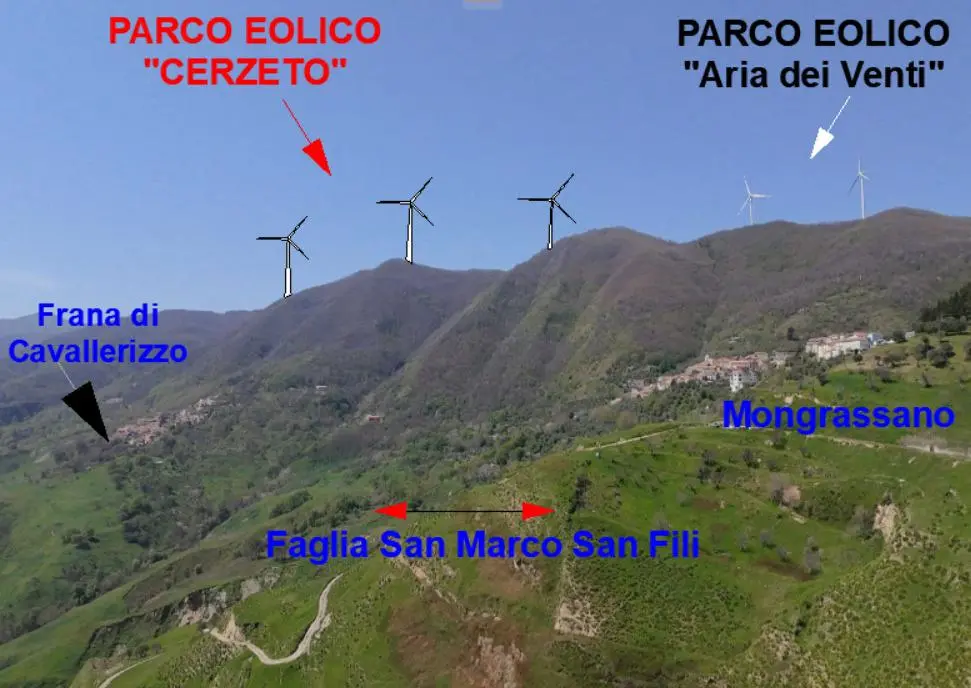 Mongrassano boccia il parco eolico Cerzeto: pale alte 200 metri troppo\u00A0vicine\u00A0alle frane\n