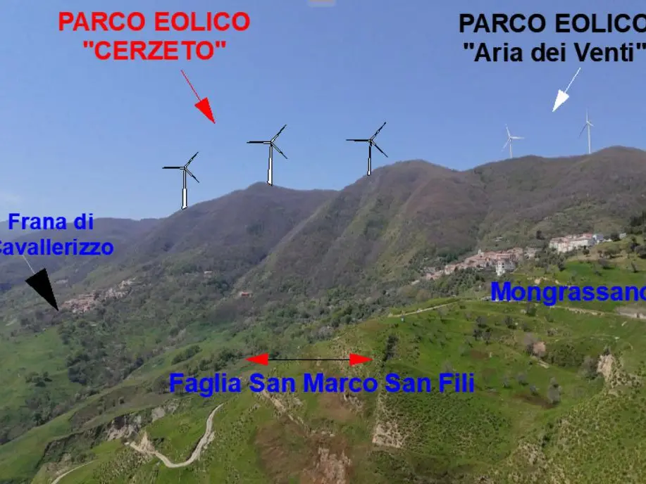 Mongrassano boccia il parco eolico Cerzeto: pale alte 200 metri troppo vicine alle frane