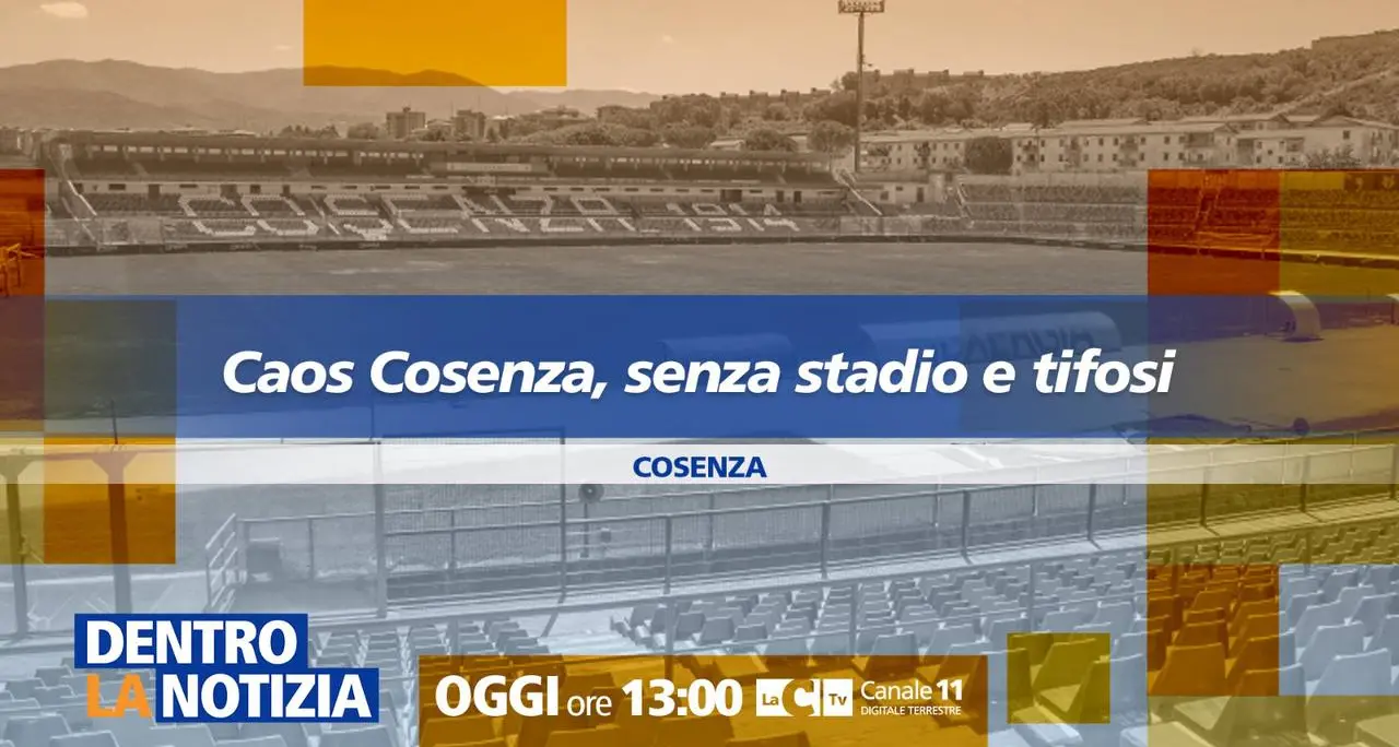 <p>Il Cosenza rischia di restare <span style=\"color:hsl(0, 75%, 60%);\">senza stadio</span>: focus a Dentro la notizia</p>