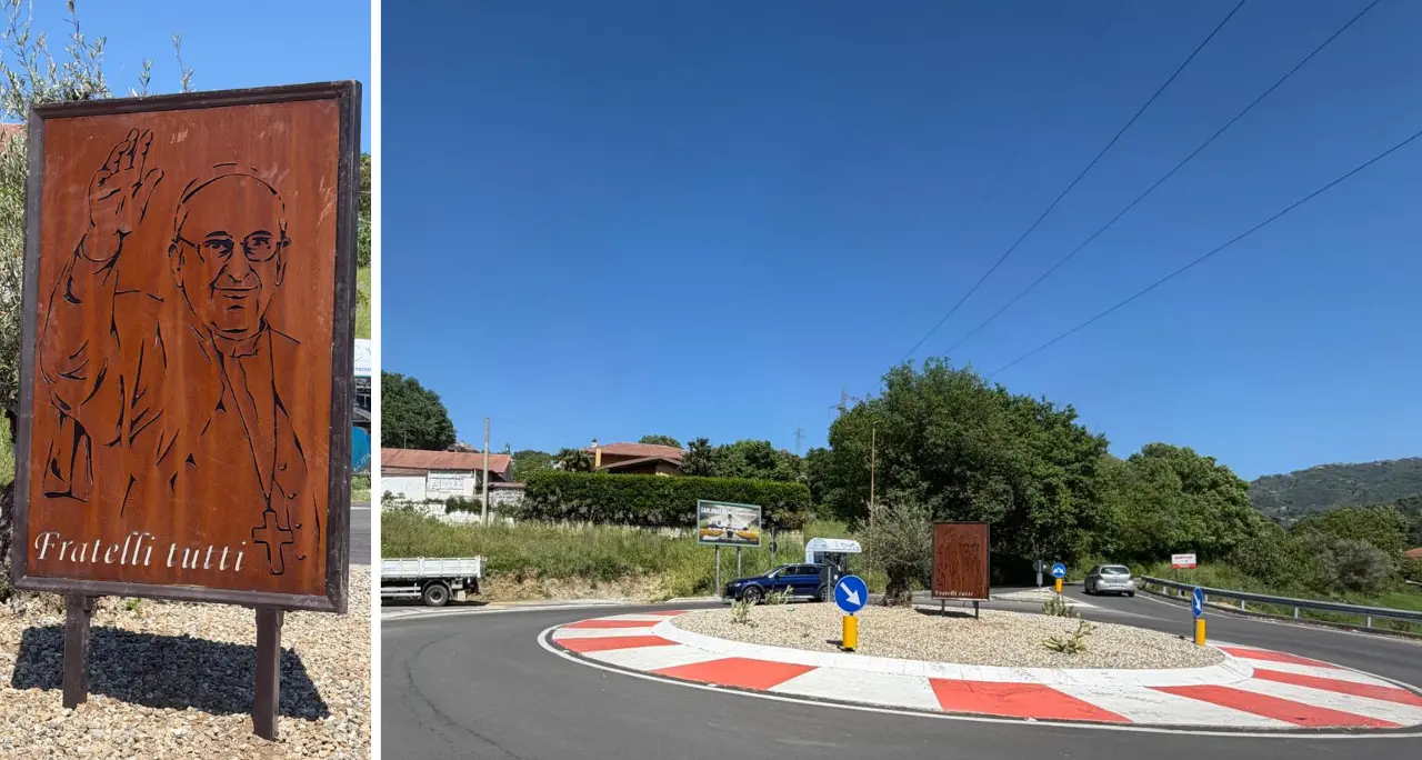 Castiglione Cosentino, nella rotatoria l’immagine di Papa Francesco: «Un invito universale alla fraternità»\n