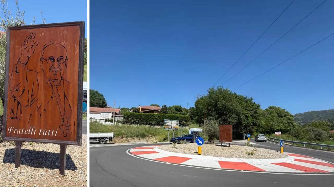 Castiglione Cosentino, nella rotatoria l’immagine di Papa Francesco: «Un invito universale alla fraternità»\n