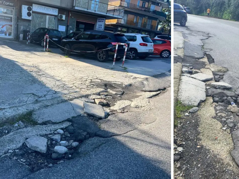 Vibo, da anni convive con la strada che cede davanti al suo negozio: «A rischio la mia attività, per favore intervenite»