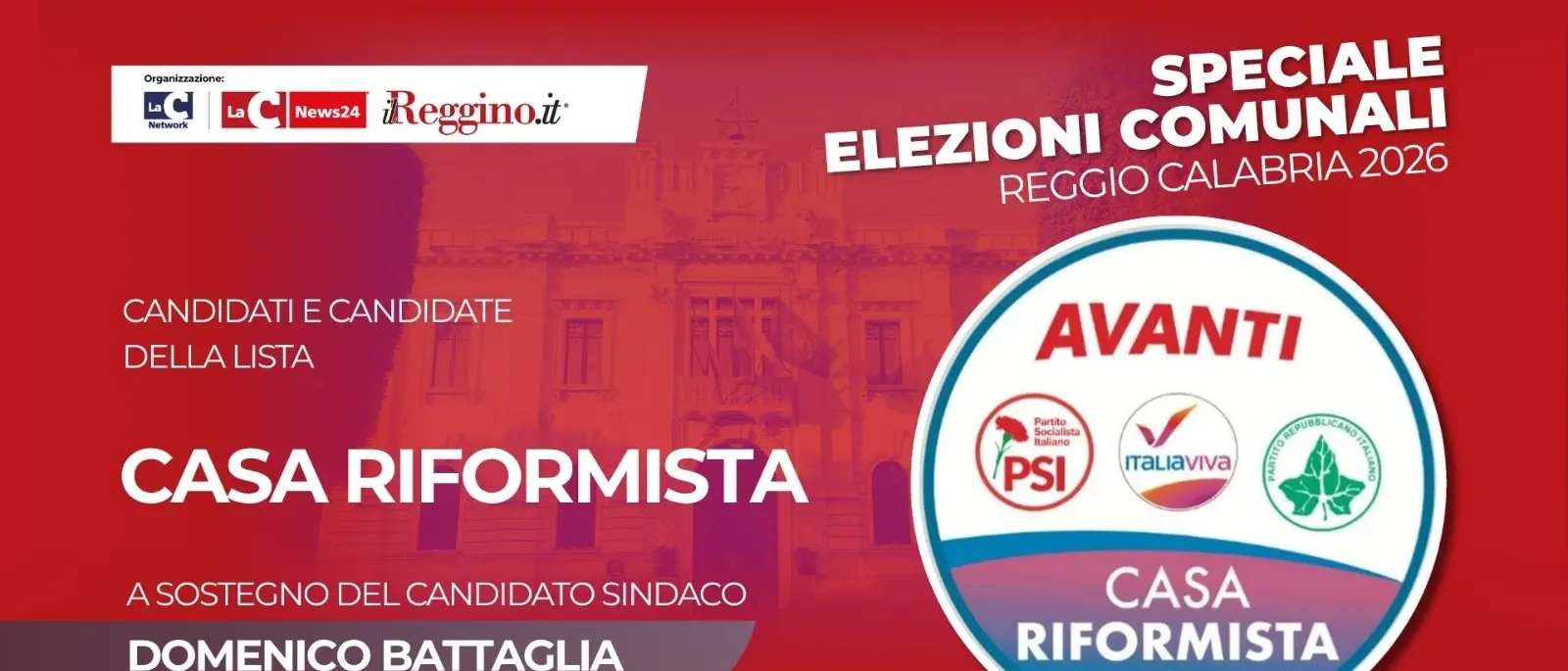 Centrosinistra, i 32 candidati di “Avanti Casa Riformista” a sostegno di Battaglia\n