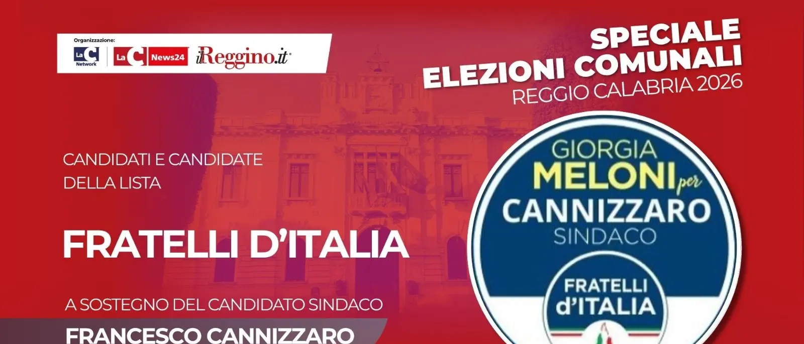Centrodestra, i 32 candidati di Fratelli d’Italia a sostegno del candidato sindaco Cannizzaro\n