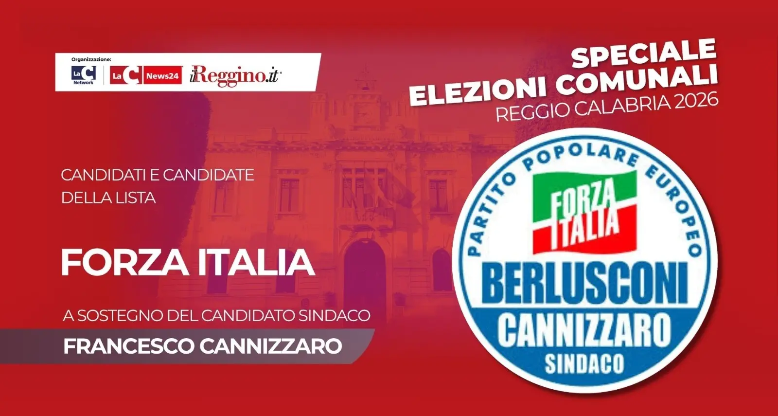 Centrodestra, i 32 candidati di Forza Italia a sostegno del candidato sindaco Cannizzaro\n