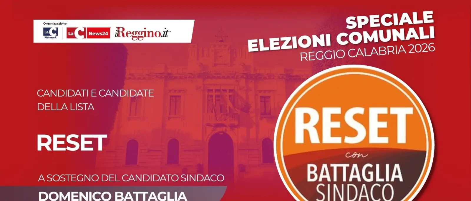 Centrosinistra, la lista civica Reset a sostegno del candidato sindaco Battaglia\n