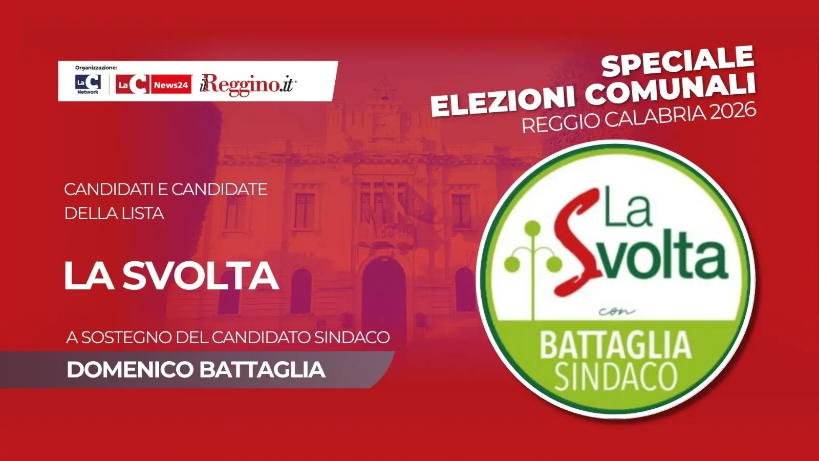 Centrosinistra, la lista civica “La Svolta” a sostegno del candidato sindaco Battaglia\n
