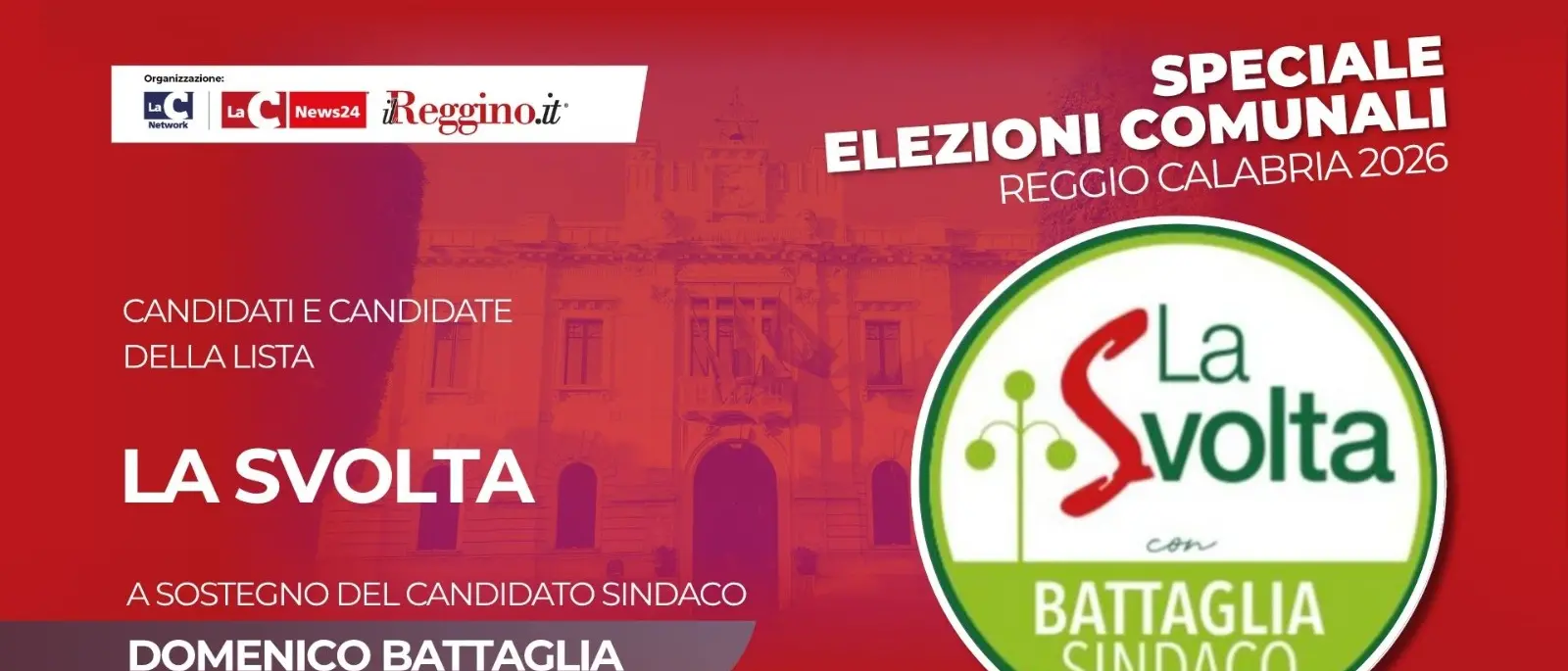 Centrosinistra, la lista civica “La Svolta” a sostegno del candidato sindaco Battaglia\n