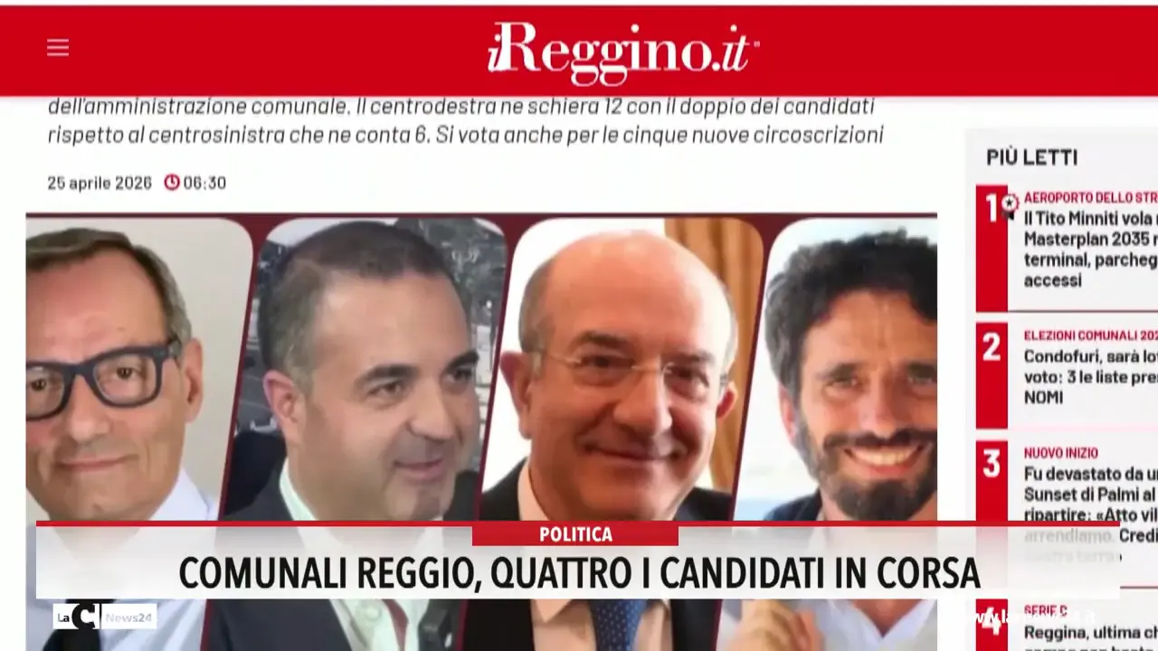 Comunali Reggio, quattro i candidati in corsa