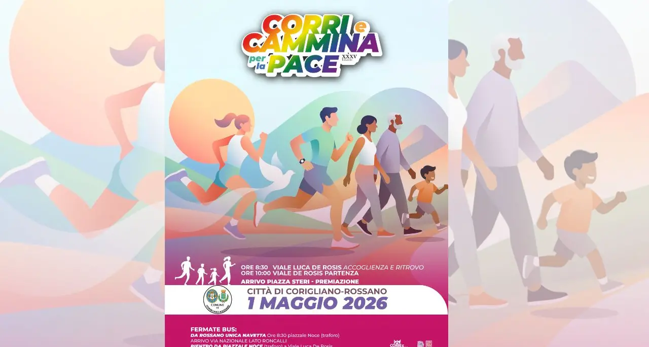 Corigliano Rossano, 35esima edizione della “Corri e Cammina per la Pace”: il programma completo\n