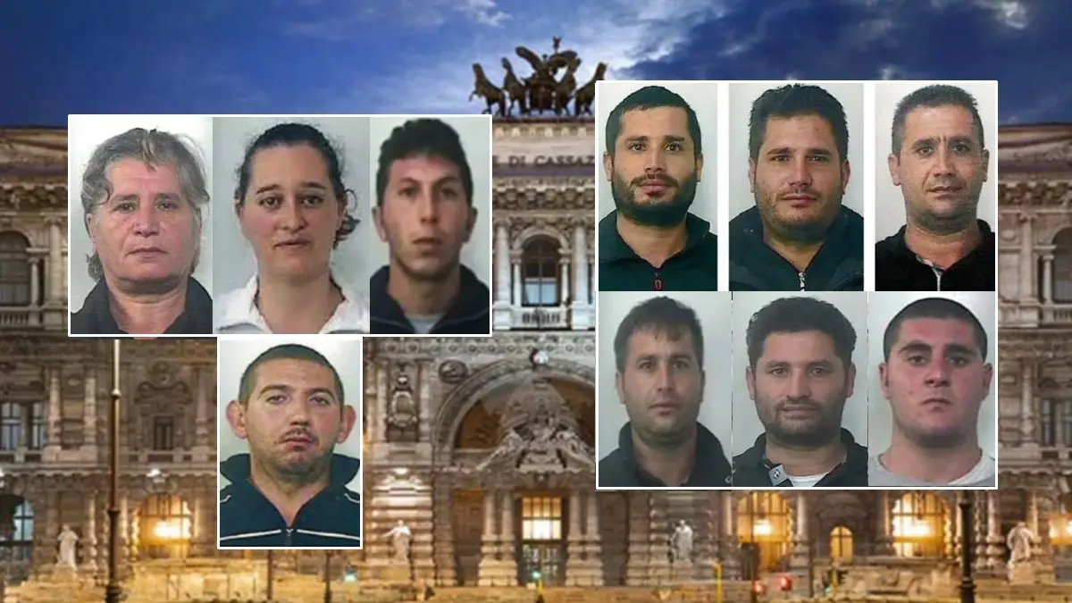 <p>Nei riquadri da sinistra: Giuseppina Iacopetta, Caterina Caglioti, Cristian Loielo e in basso Francesco Lopreiato. A destra: Salvatore Patania, Giuseppe Patania, Saverio Patania e in basso Nazzareno Patania, Bruno Patania e Alessandro Bartalotta</p>\\n