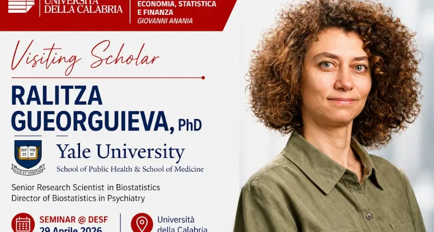 Il Dipartimento di Economia accoglie Ralitza Gueorguieva di Yale: ricerca internazionale e statistica avanzata all’UniCal\n
