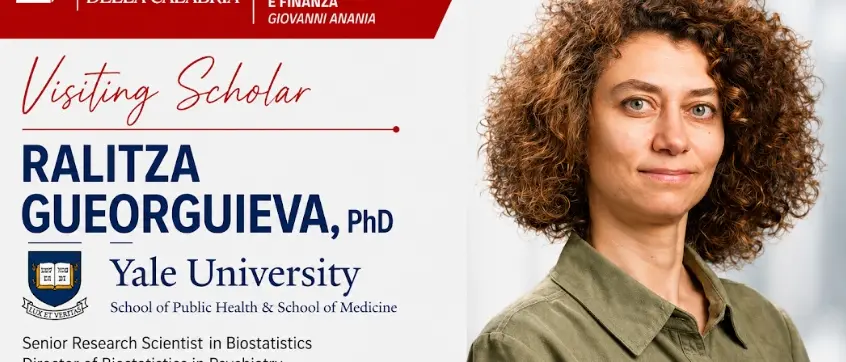 Il Dipartimento di Economia accoglie Ralitza Gueorguieva di Yale: ricerca internazionale e statistica avanzata all’UniCal\n