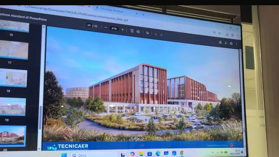 Il rendering del nosocomio che sorger\\u00E0 a Rende nei pressi dell\\u2019Unical