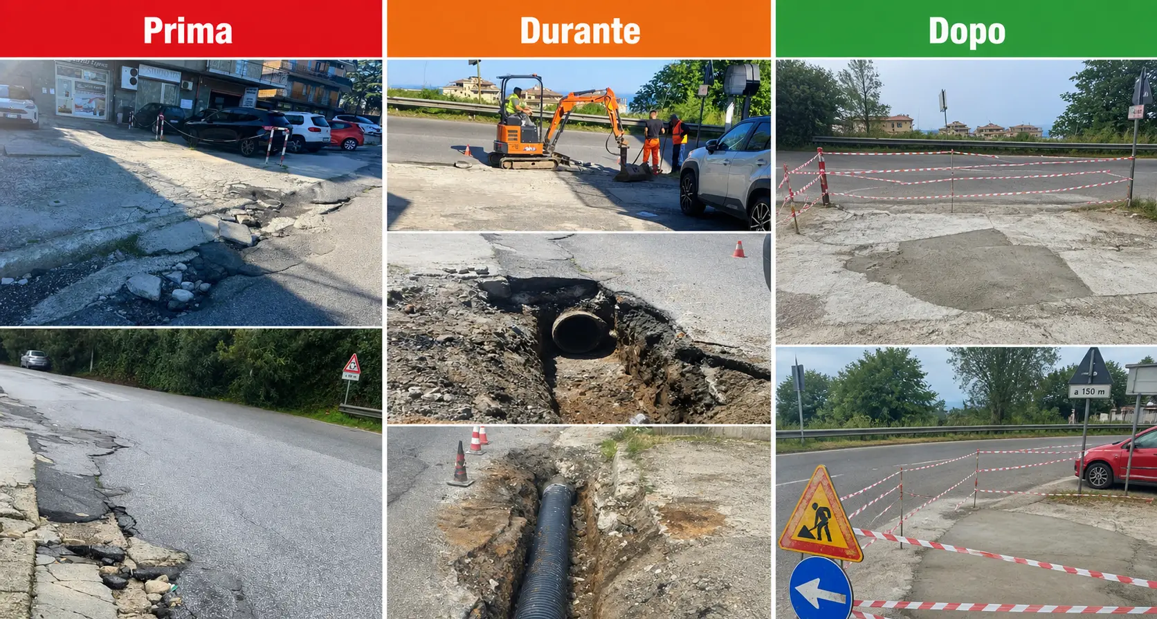 Vibo, sistemata la strada che cedeva davanti al negozio dopo anni di attese: «Comune rapido dopo la segnalazione de Il Vibonese»\n