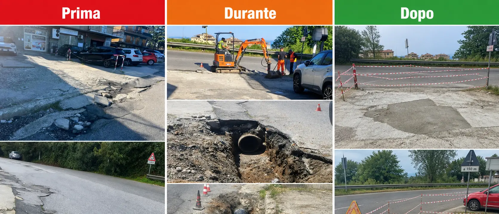 Vibo, sistemata la strada che cedeva davanti al negozio dopo anni di attese: «Comune rapido dopo la segnalazione de Il Vibonese»\n