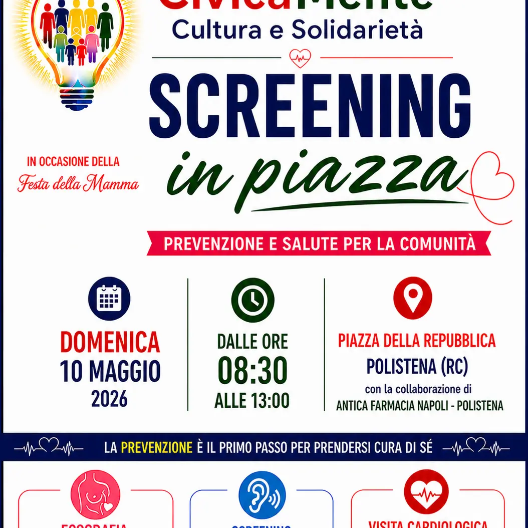 “Screening in Piazza” a Polistena: prevenzione gratuita per la Festa della Mamma\n