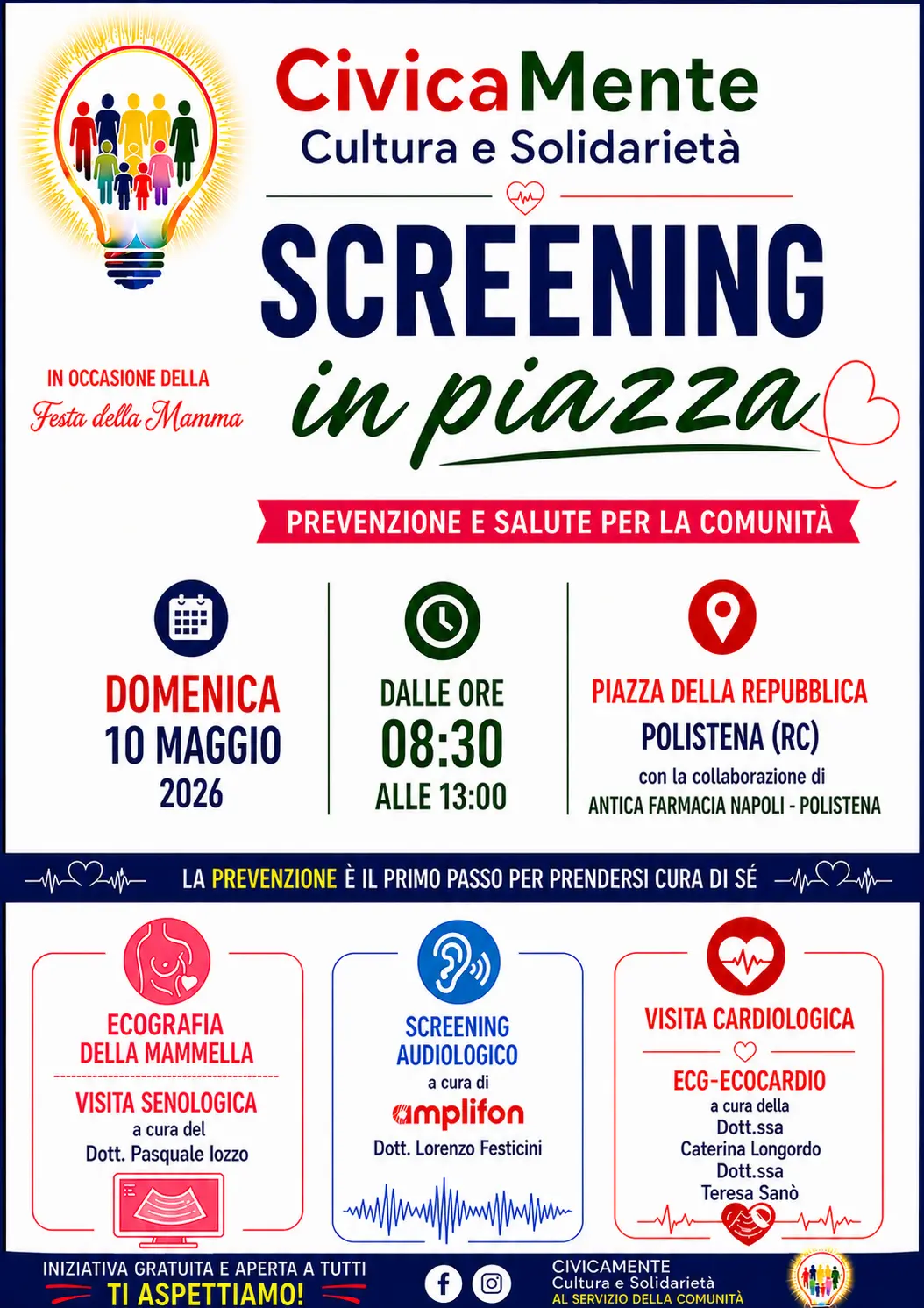 “Screening in Piazza” a Polistena: prevenzione gratuita per la Festa della Mamma\n