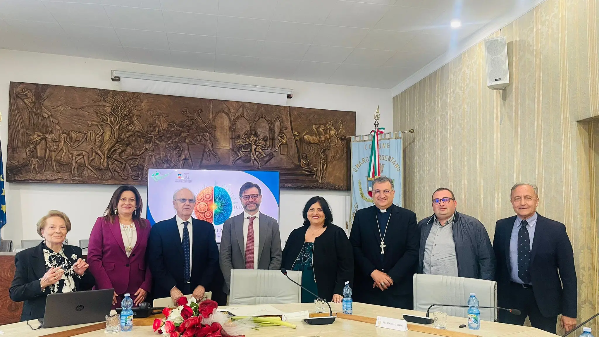 Relatori ed organizzatori dell\\'incontro sul Parkinson tenutosi a San Marco Argentano