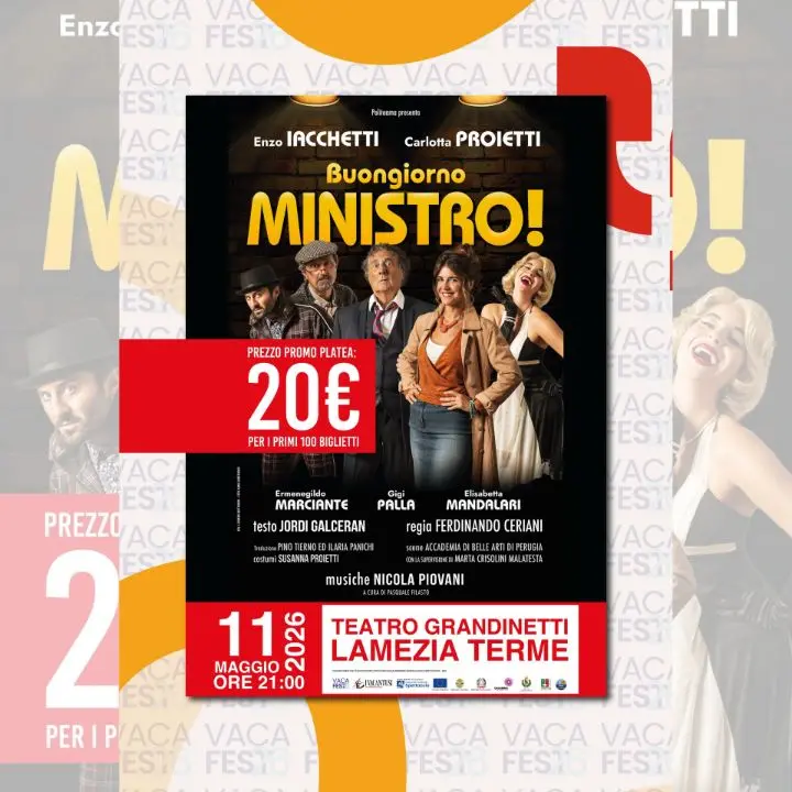 Vacantiandu Fest, Carlotta Proietti ed Enzo Iacchetti a Lamezia per “Buongiorno Ministro!”\n