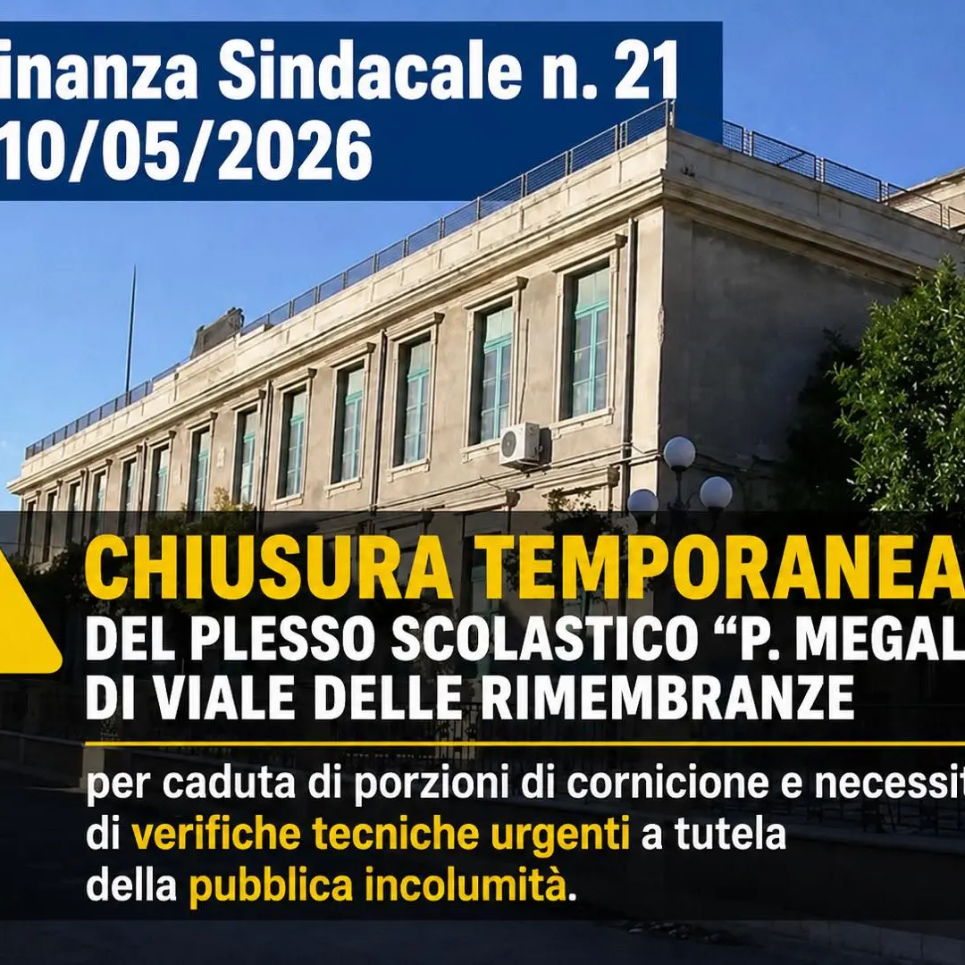 Melito Porto Salvo, crolla parte del cornicione al plesso “P. Megali”: scuola chiusa e lezioni trasferite in altre sedi\n