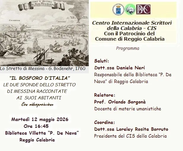 Reggio, il Cis della Calabria promuove l’incontro\u00A0“Il Bosforo d’Italia. Le due sponde dello Stretto di Messina raccontate ai suoi abitanti”\n